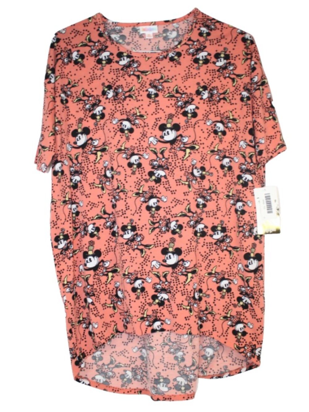 LuLaRoe IRMA T Shirt Women's Top Short Sleeves NWT XS Coral Disney Minnie Mouse